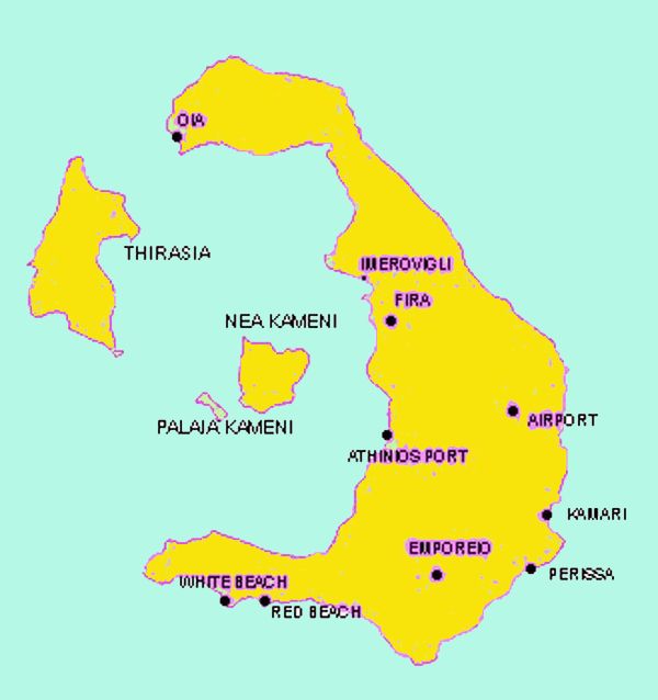 Santorini Mappa Santorini Cartina