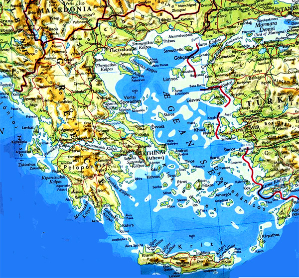 Mappa Fisica Della Grecia